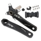 Black hollow mountain bike crankset with bottom bracket and left and right cranks