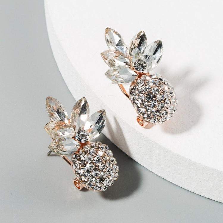 Clear rhinestone pineapple drop earrings with silver-tone sparkle settings