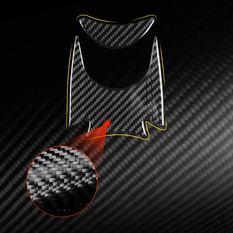 Key lower decoration sticker set (2 pcs) with black carbon-fiber pattern, placement guide