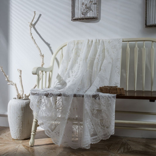 Round Lace Tablecloth Cover Cloth Retro Dining Table Coffee Table Tablecloth, 150 CM, 190 CM