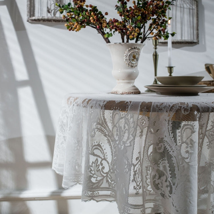 Round Lace Tablecloth Cover Cloth Retro Dining Table Coffee Table Tablecloth, 150 CM, 190 CM