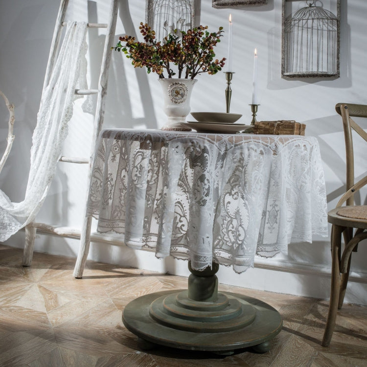 Round Lace Tablecloth Cover Cloth Retro Dining Table Coffee Table Tablecloth, 150 CM, 190 CM