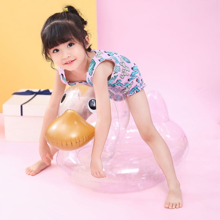 Y-100 Children Transparent Duck Shape Swimming Ring, Size:70 x 44cm