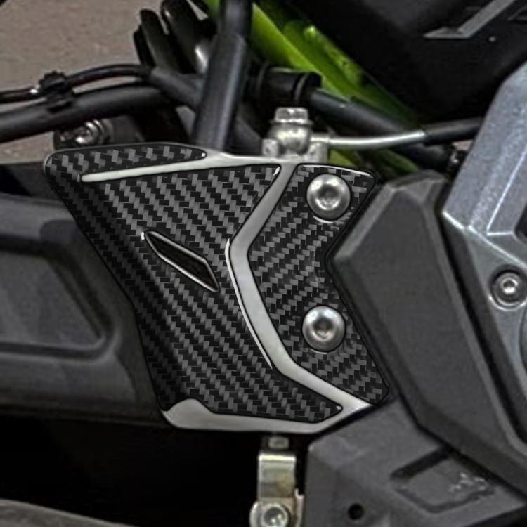 Motorcycle footrest decoration sticker set, black carbon-fiber style panel with silver screws