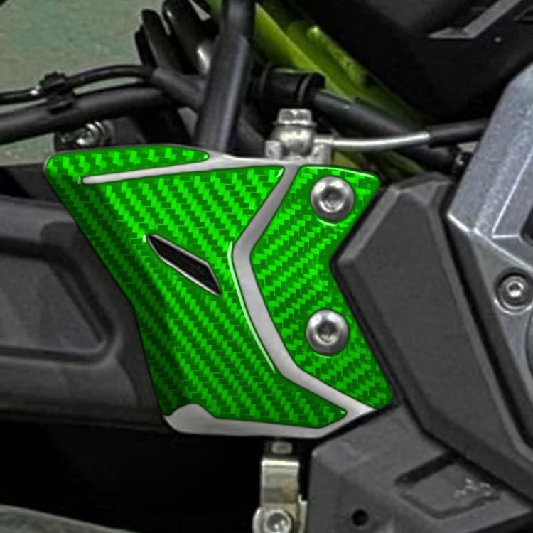 Motorcycle footrest decoration sticker set, green carbon-fiber style panel with silver screws
