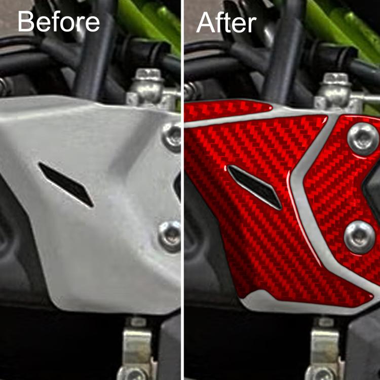 Motorcycle footrest decoration sticker set, red carbon-fiber panels shown on footrest