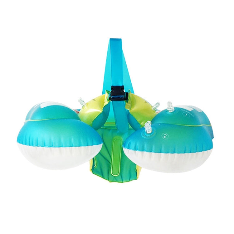 Inflatable baby lying swim ring with twin arm floats and blue strap buckle