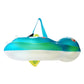 Inflatable baby swimming ring with aqua outer tube and green seat