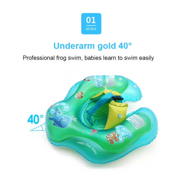 Inflatable baby lying swim ring with cartoon sea animals and blue buckle strap