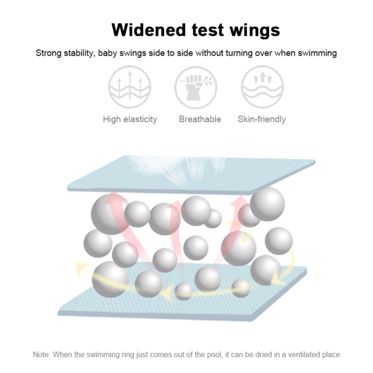 Infant swimming ring stability wings diagram with side support graphic