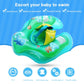 Inflatable baby swimming ring with cartoon sea animals and secure safety straps