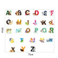 Rectangular sheet of uppercase alphabet animal wall stickers with A–Z, 75cm length