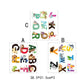 Pack of alphabet animal wall sticker sheets, A and B sections, size 38.5×31.5×3cm