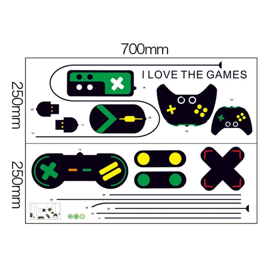 2 PCS Game Console Game Handle Chandelier Wall Stickers Internet Cafe Study Computer Desk Background Sticker