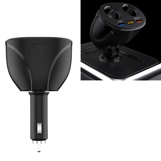 Black dual-USB car cigarette lighter charger with QC 3.0 ports