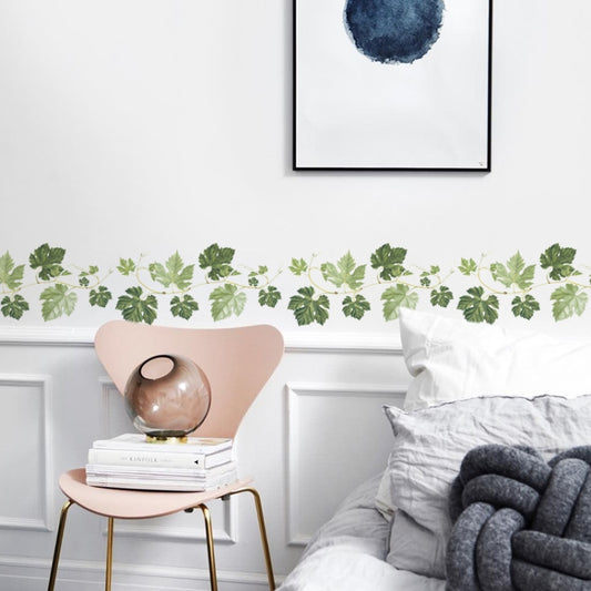 Green Leaf Vine Corner Decoration PVC Self-adhesive Removable Wall Stickers