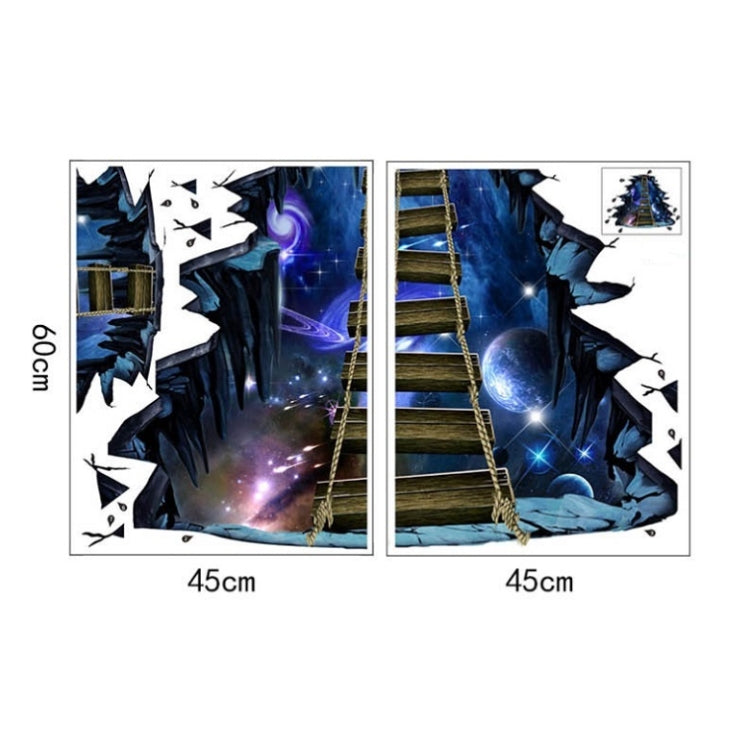 Blue space bridge floor sticker pair with 45 cm width and product layout