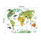 Animal World Map Waterproof Removable Background Wall Stickers, Animal World Map