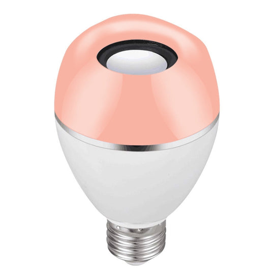 Smart LED music bulb with pink top and white body, E27 screw base