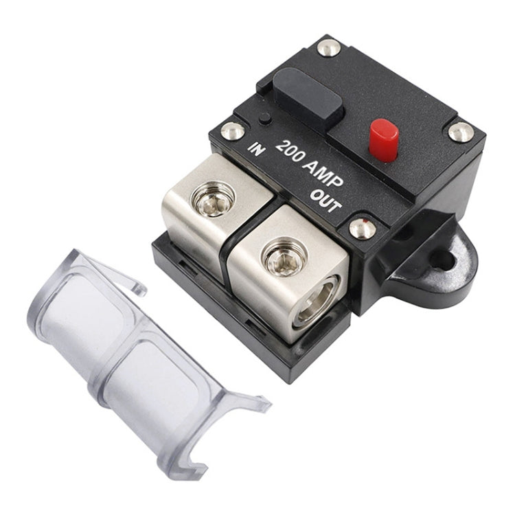 Car audio fuse circuit breaker holder, 200A rating, black base with black lever cap