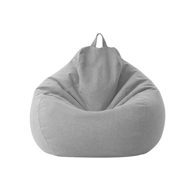 Light gray bean bag chair fabric cover with top carry handle, teardrop shape
