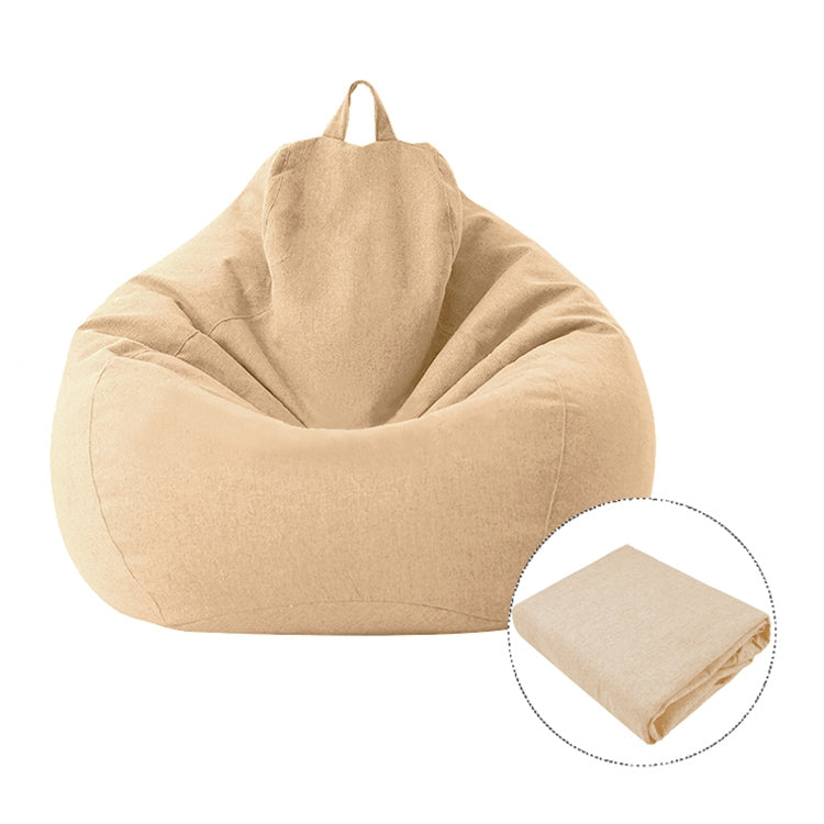 Beige bean bag chair fabric cover with tall back and carrying handles
