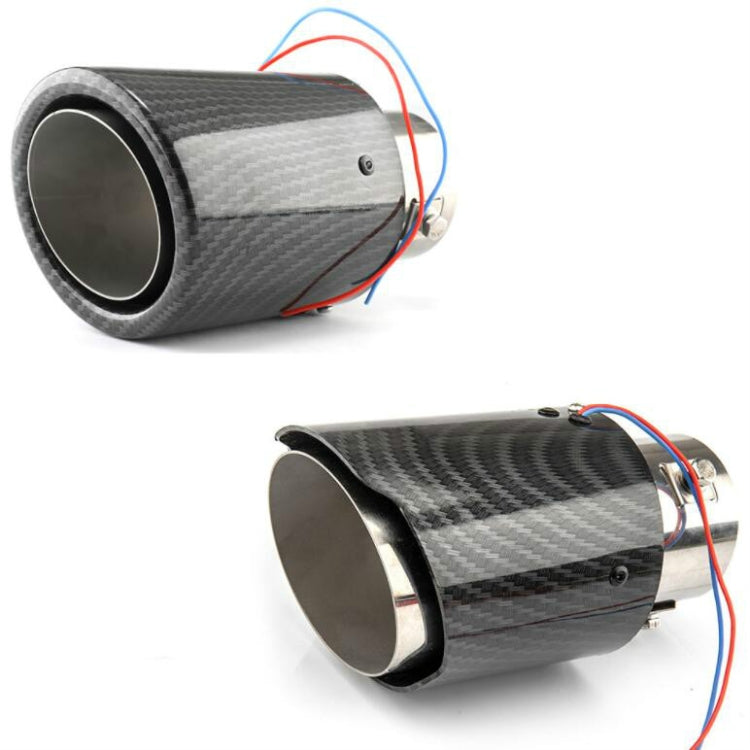 Carbon fiber exhaust tip with stainless bracket and connected red/blue wires