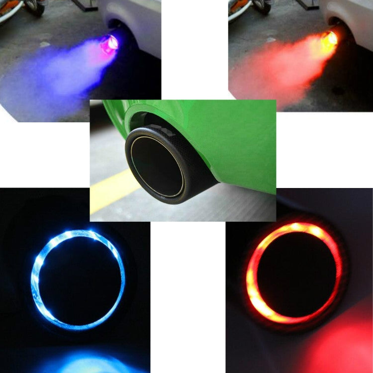 Carbon fiber exhaust tip with glowing blue and red LED ring