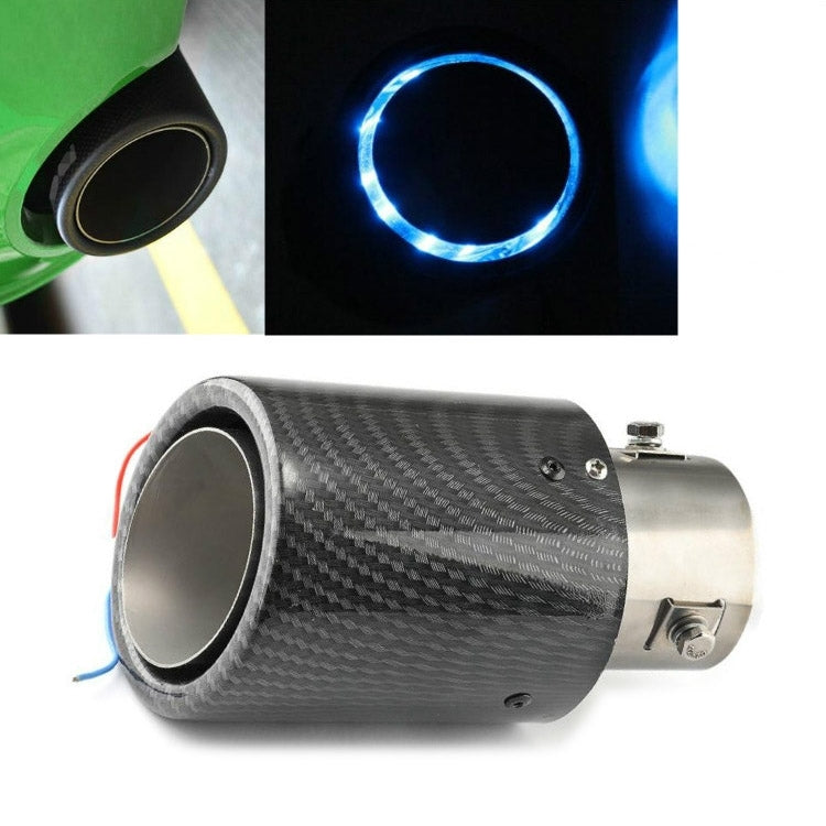 Carbon fiber exhaust tip with stainless end and blue glowing LED ring