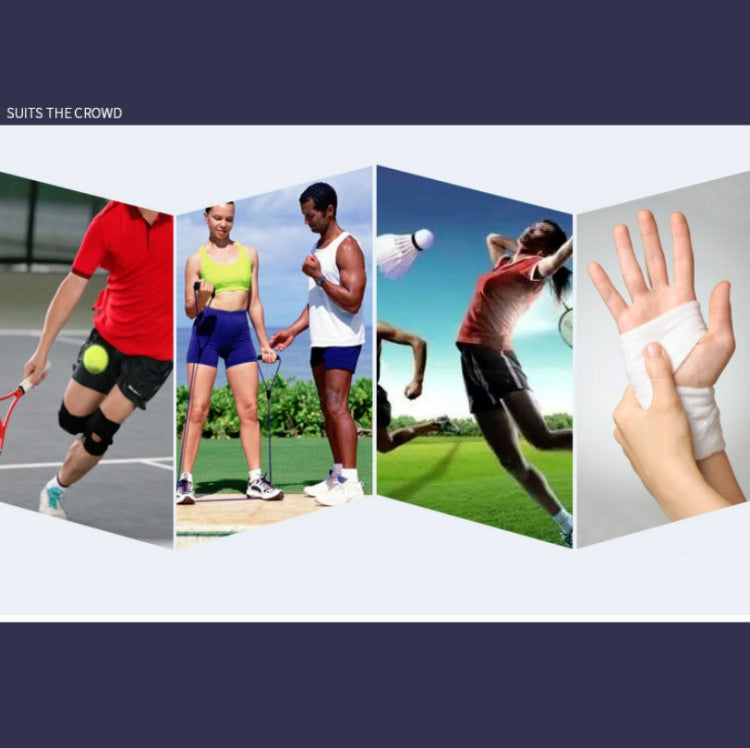 Black thumb wrist brace worn by hand during sports activity