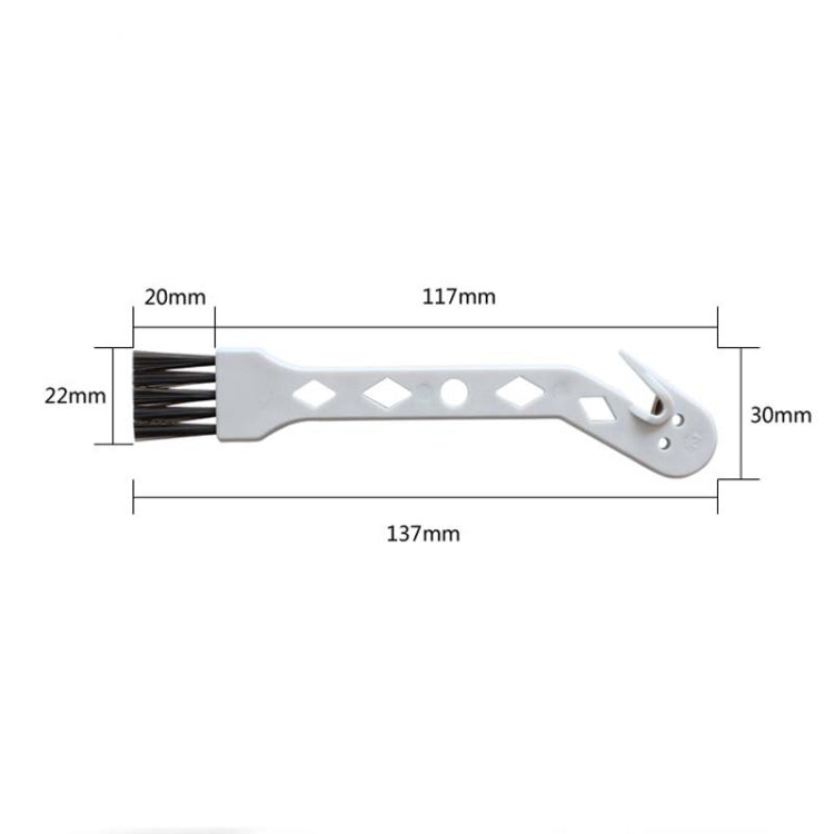 White small cleaning brush with angled bristle head and snap-in mounting holes