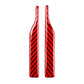 Carbon fiber rearview mirror sticker pair, red finish, curved vertical strips
