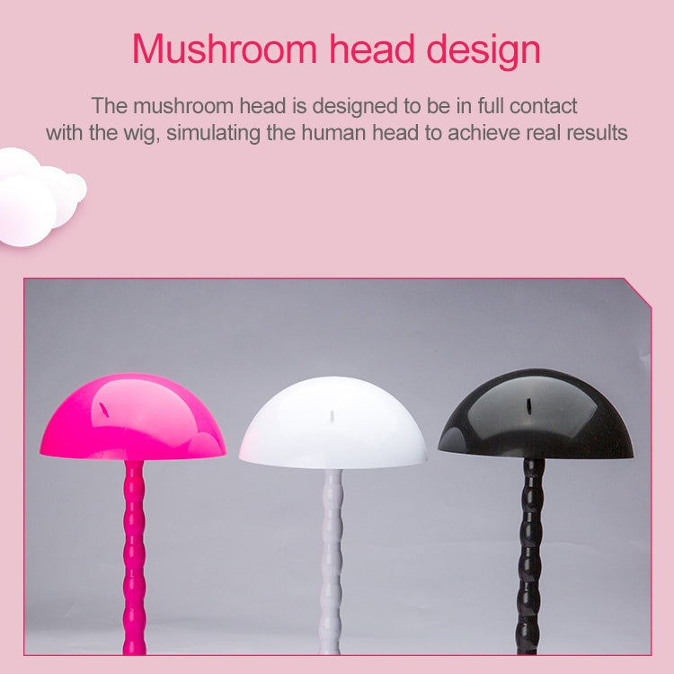 Set of wig display stands with pink, white, and black dome heads