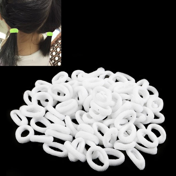White rubber hair bands set, small loop ties in a bundle