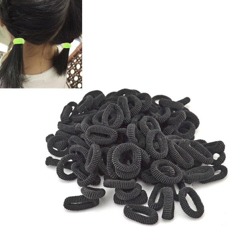 Black rubber hair bands set, small loop ties in a bundle