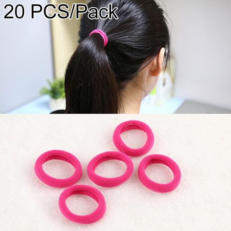 Kids elastic hair bands, bright pink rubber rings for ponytails and braids