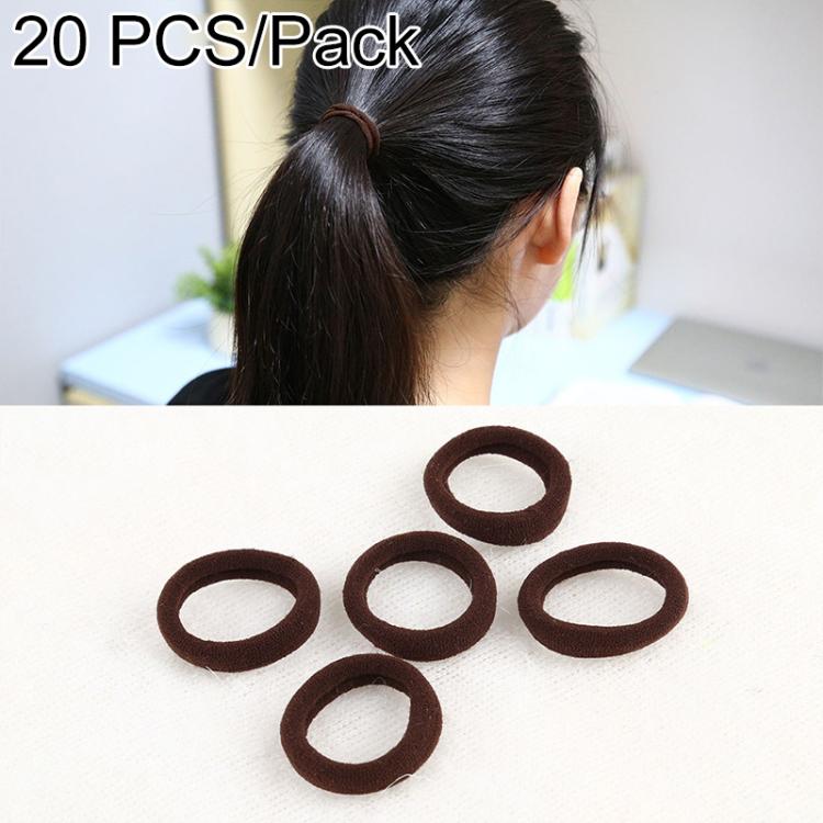 Kids elastic hair bands, dark brown rubber rings for ponytails and braids