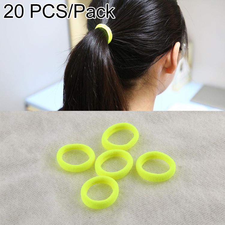 Kids elastic hair bands, fluorescent yellow-green rubber rings for ponytails and braids