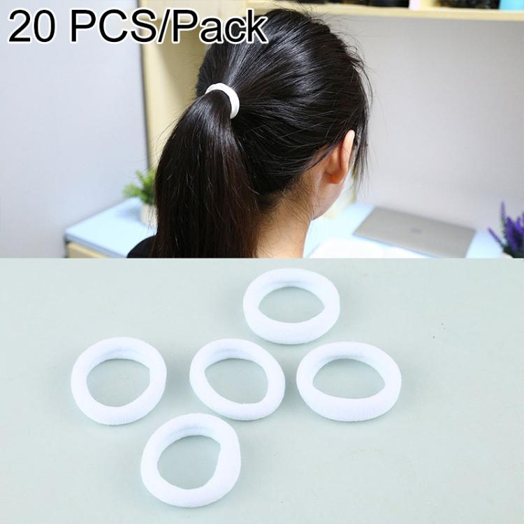 Girls ponytail rubber bands set, white elastic loops for hair ties