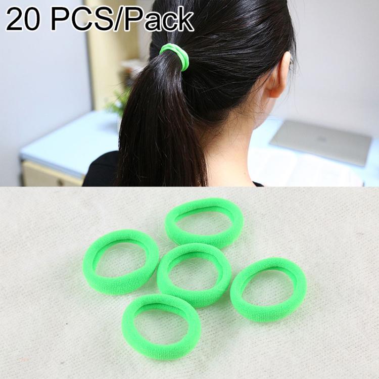 Girls ponytail rubber bands set, bright green elastic loops for hair ties