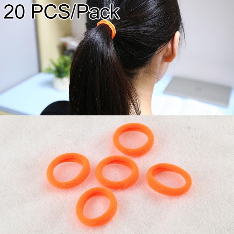 Girls ponytail rubber bands set, orange elastic loops for hair ties
