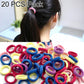 Girls ponytail rubber bands set, mixed bright colors elastic loops for hair ties