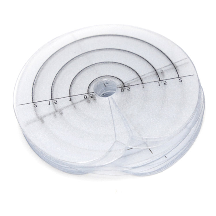 Round clear plastic insulation film piece with measuring marks