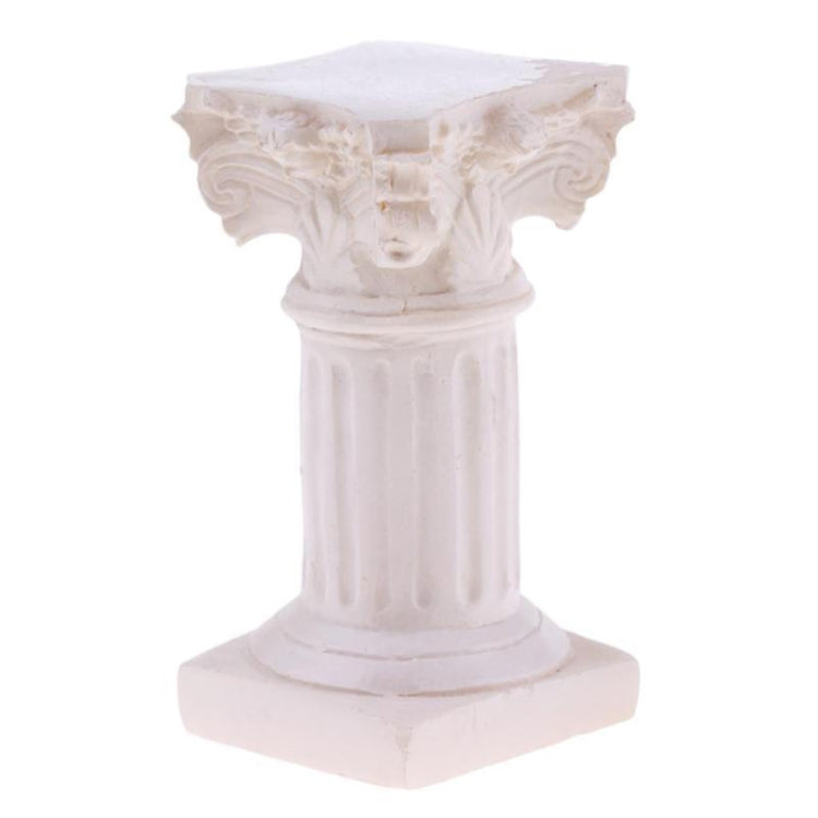 Cream Roman column pillar model with ornate top frieze and fluted body