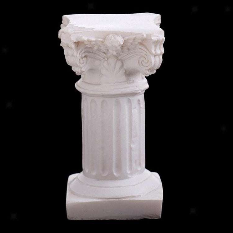 Cream Roman column pedestal with carved top capital and fluted vertical column