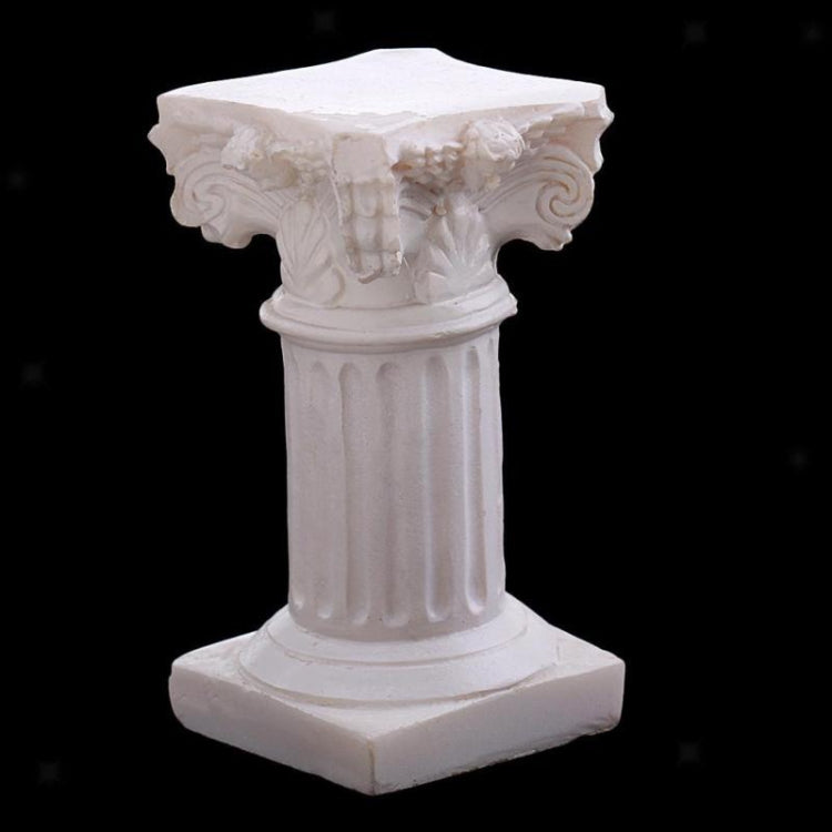 Cream Roman column pillar model with scroll-carved capital and square base