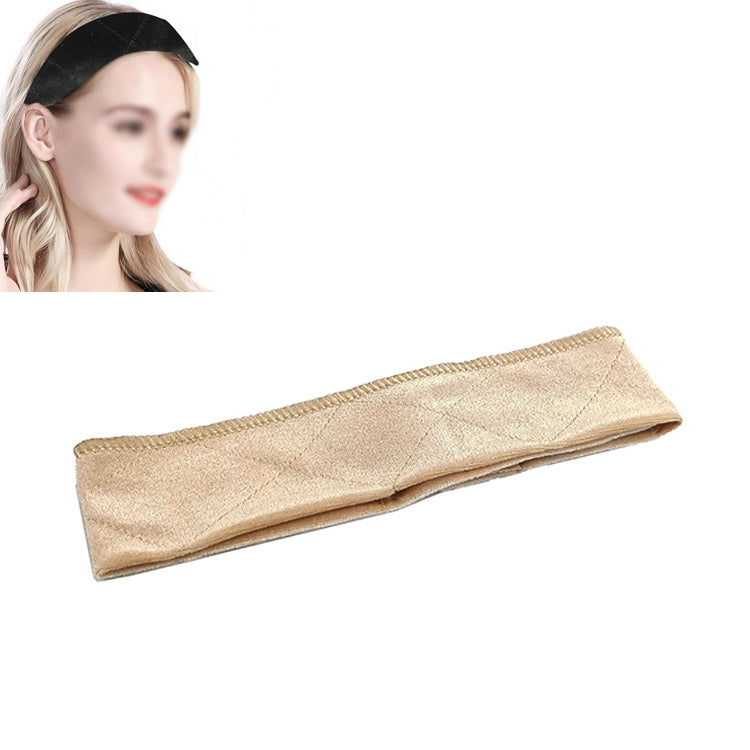 Beige velvet wig fixed headband with braided edge