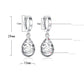 Sterling silver hoop earrings with teardrop pendant, size diagram showing 12mm and 29mm.