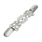 Silver decorative sweater collar clip with filigree oval links and small rhinestones