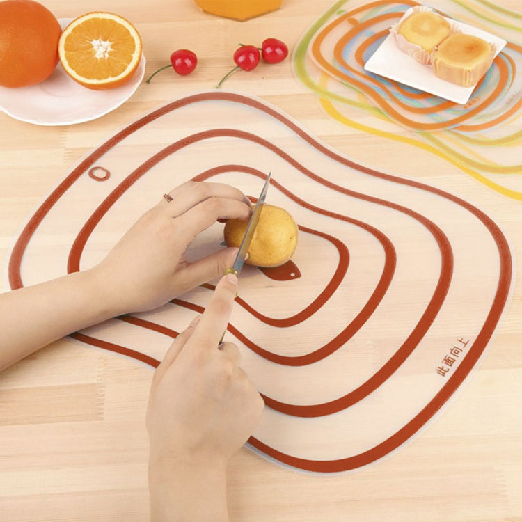 Flexible PP cutting board set, 6 pieces, orange concentric cutting guide